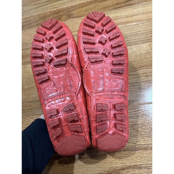 Coach Arlene Leather Driving Loafers Red Orange Gold Kisslock Detail Size 7.5 - Picture 5 of 9